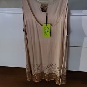 BNWT Tan Tank Top with bronze detail